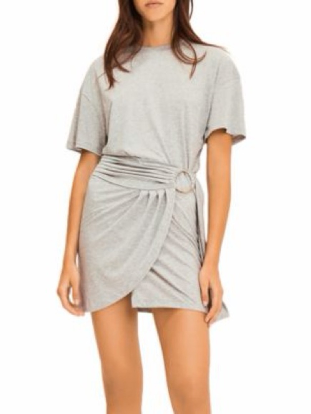 ba&sh Light Gray Ring-Waist Mini Dress